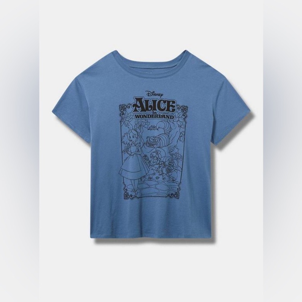 Torrid Disney Blue Alice and Wonderland Shirt 1X (14-16)